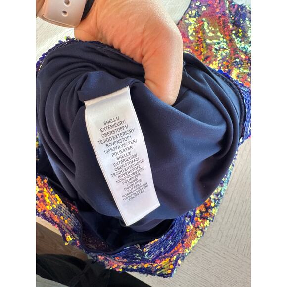 Aidan Mattox Iridescent Sequin One Shoulder Mini Cocktail Dress mermaidcore - Picture 6 of 6